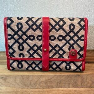 Spartina Linen Leather Nautical Coastal Travel Commute Jewelry Bag Zip Sailor